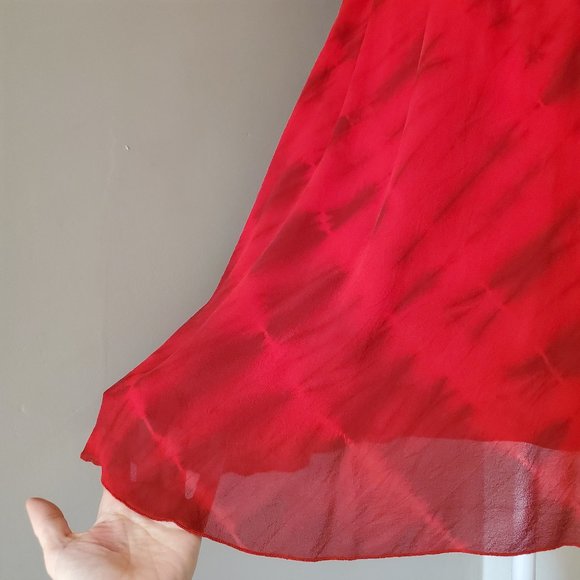 Alice + Olivia Red Dress Cabella Tie Dye Silk Dress Size XS EUC - Picture 7 of 16